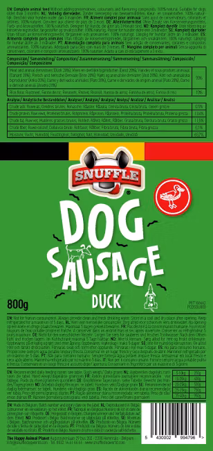 Snuffle Hundepølse M/And 800g