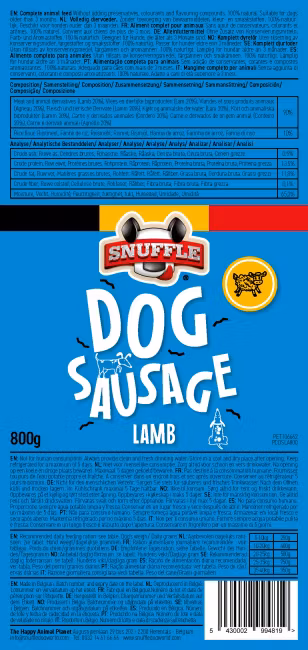 Snuffle Hundepølse M/Lam 800g