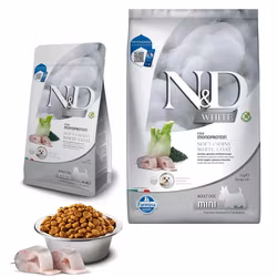 Farmina N&D Dog White Sea Bass, Spirulina & Fenel Adult Mini - Hundefôr for hunder med hvit pels