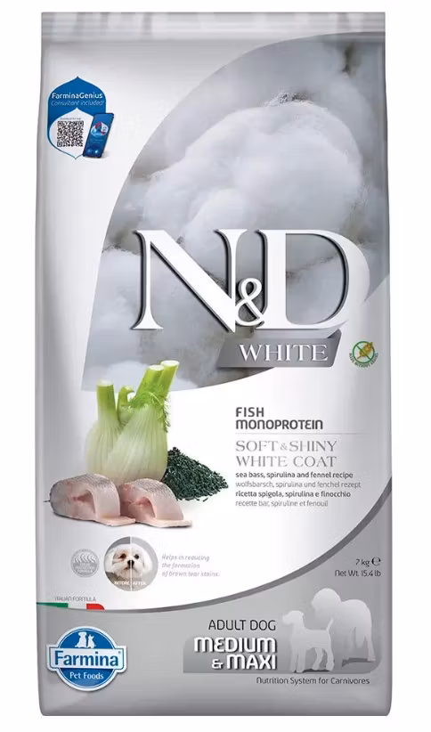 Farmina White Sea Bass Spirulina & Fennel Adult Med/Max 7 Kg