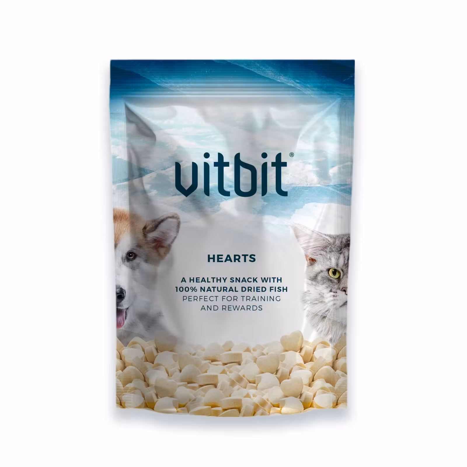 Vitbit Hearts 80g 100% Naturlig Tørket Fisk