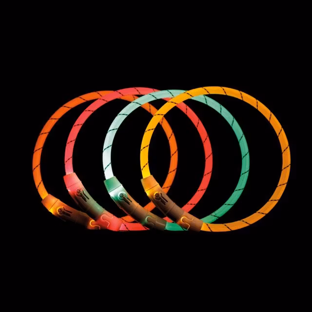 Lysende Halsbånd Rosa M/USB Lader