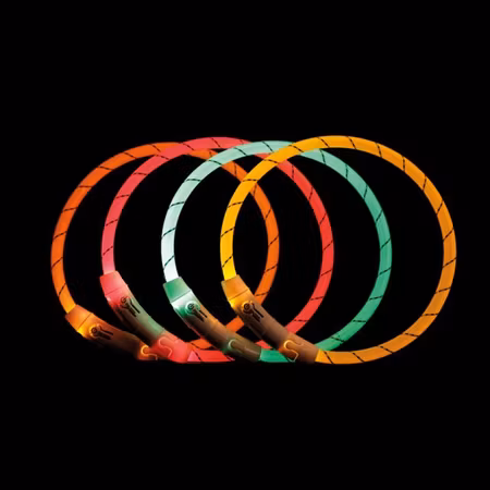 Lysende Halsbånd Rosa M/USB Lader