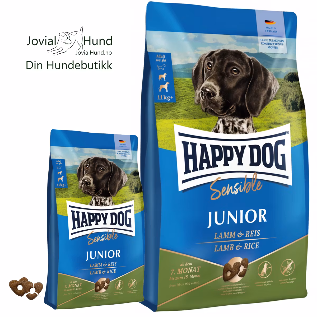 HD Sensible Junior Lam & Ris 4 kg + 10 kg - Happy Dog