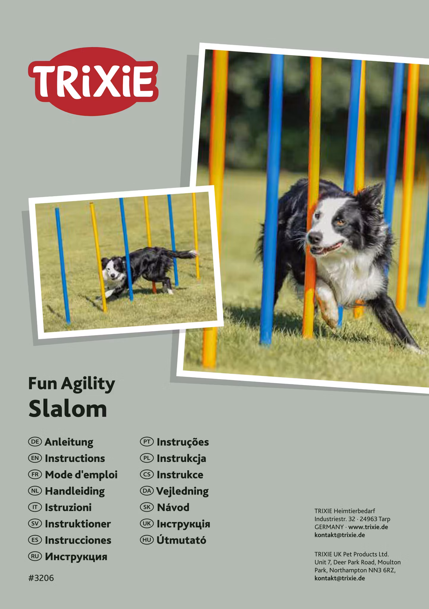 Agility Slalåm Hinder 12stk 1,15m x D:3,3cm Blå/Oransje