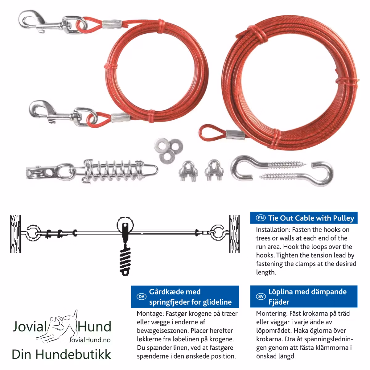 Løpestreng Komplett M/Stålwire 15m.