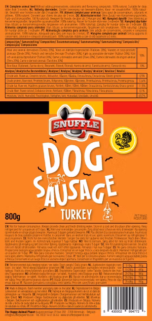 Hundepølse Snuffle M/Kalkun 800g