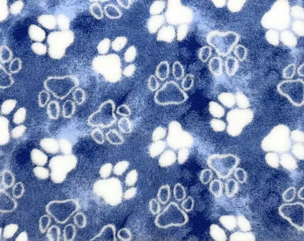 VetFleece 100x150cm Blå M/Hvite Poter 100x150cm Nonslip