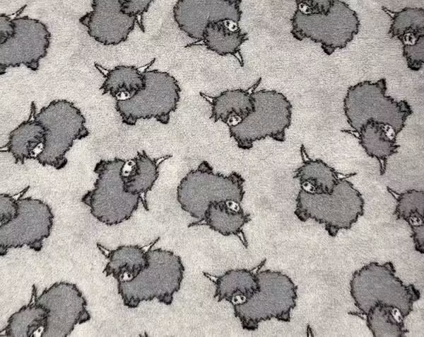 VetFleece 100x150cm Highland Cattle Grå 100x150cm Nonslip