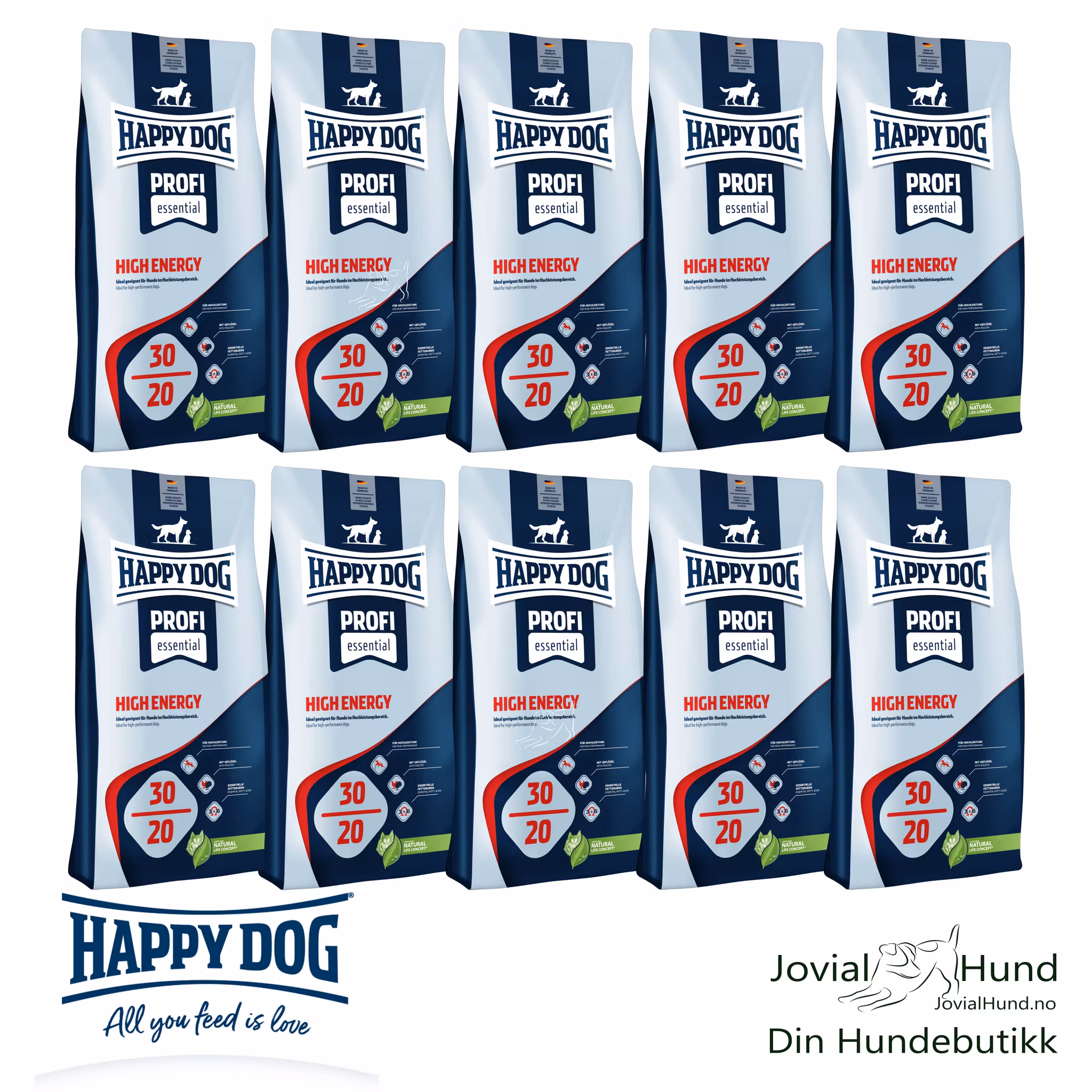 HD 30/20 Profi-Line High Energy 30/20 20Kg - Happy Dog - 10 Sekker