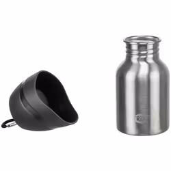 Reisesett Drikkeflaske i Rustfritt Stål M/Plastikk Kopp 300ml Sort