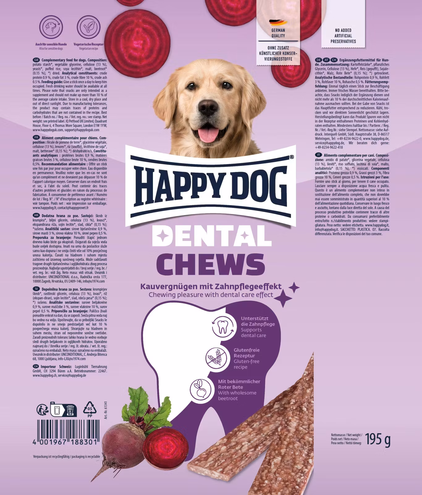 Happy Dog Dental Snacks Chews 195g