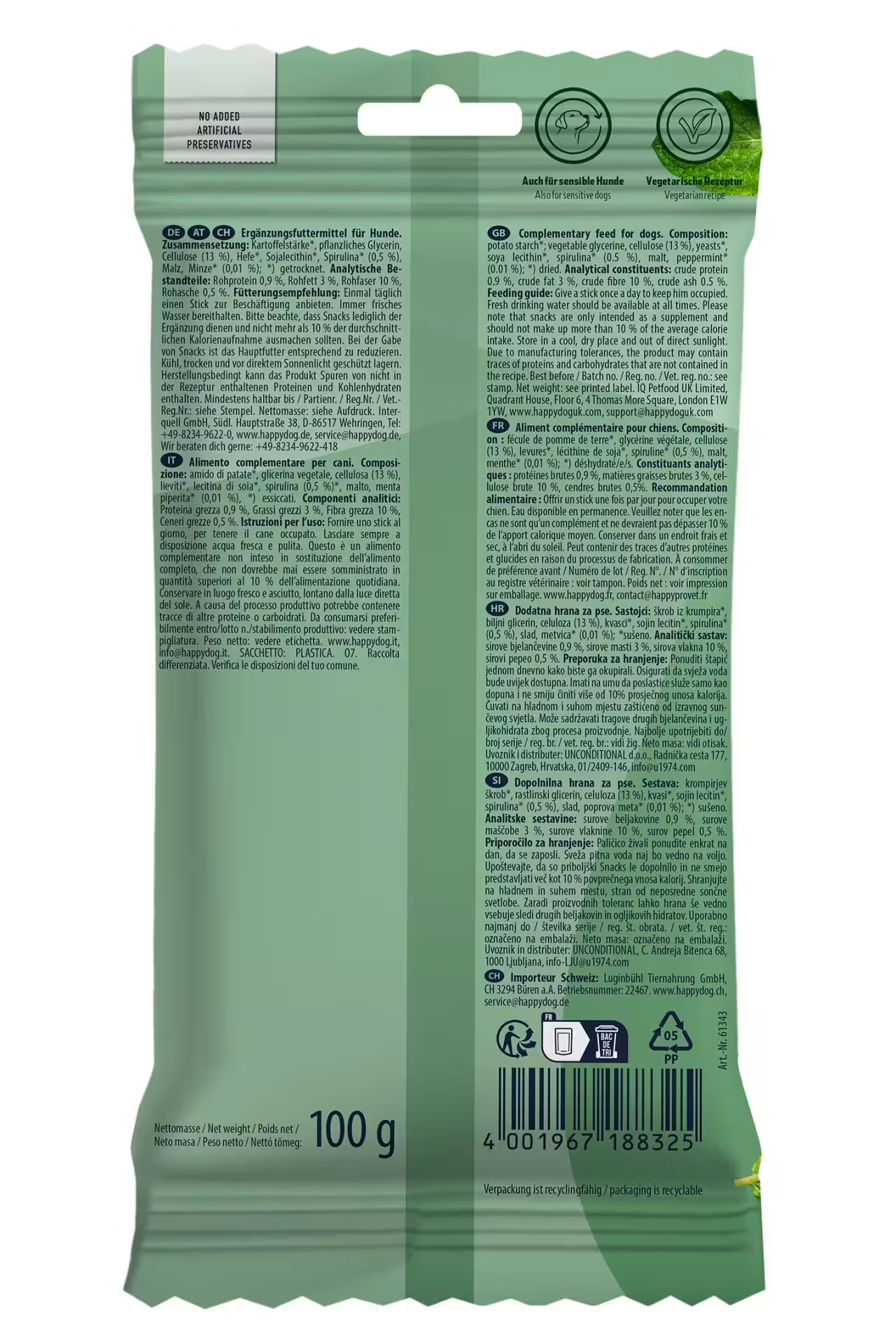 Happy Dog Dental Snacks Sticks Mini 100g - Mint