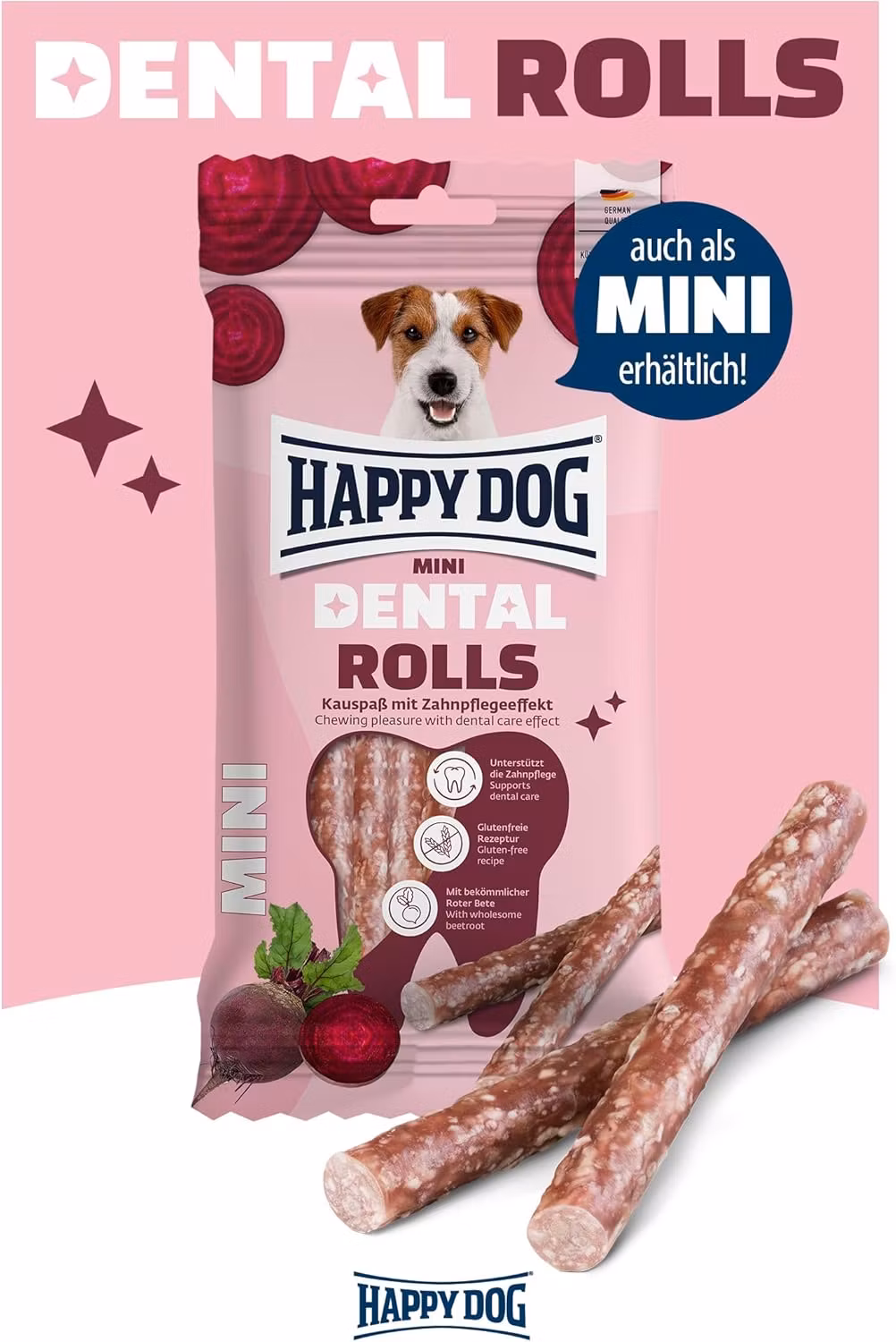 Happy Dog Dental Snacks Rolls Mini 92g