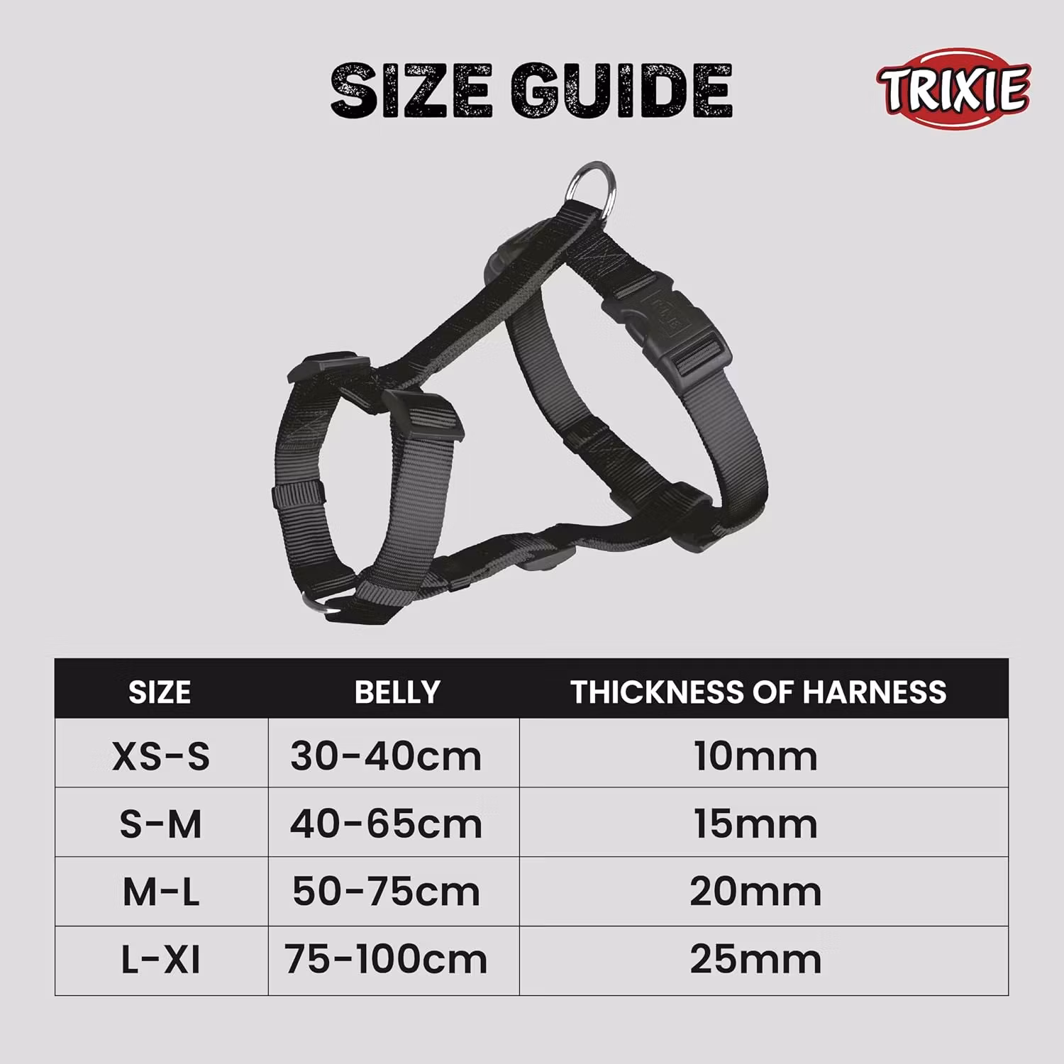 Trixie M/L Premium Sele 53-75cm 20mm H-Sele Hundesele