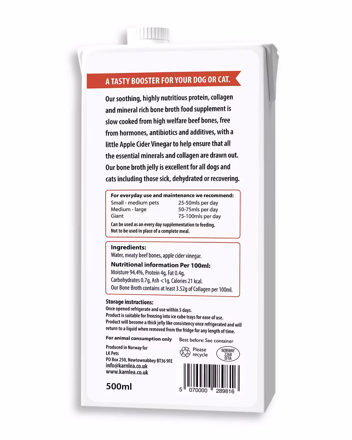 Karnlea Bone Broth Storfe (500ml)