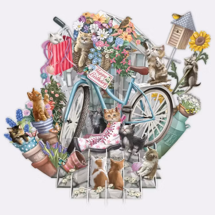 Kattungar vid cykeln (6 kort med kuvert)