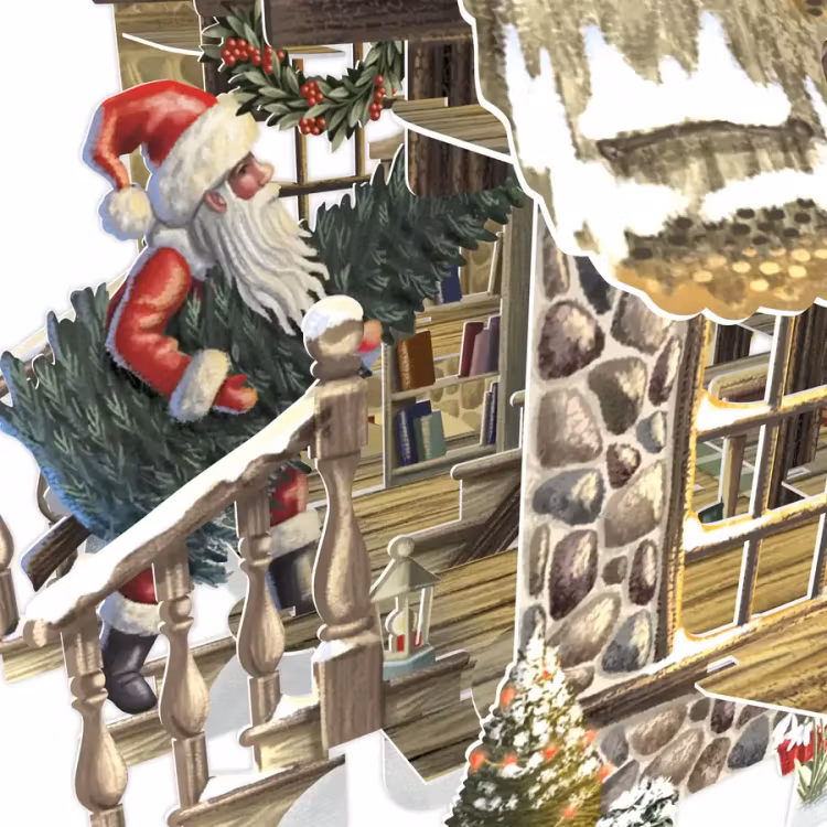 Mysig julstuga (6 kort med kuvert)