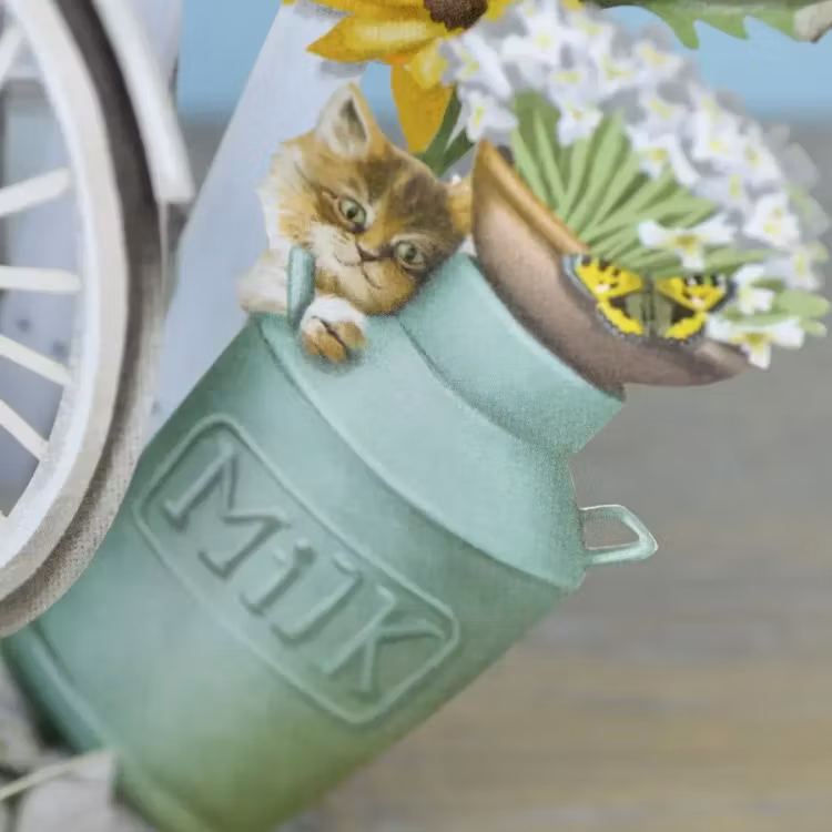 Kattungar vid cykeln (6 kort med kuvert)