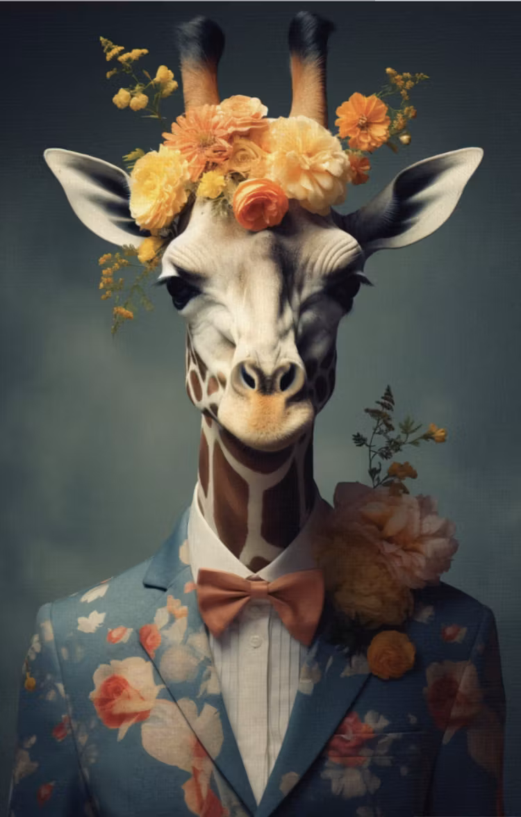 Dubbelt kort med kuvert - Vacker giraff (6 kort)