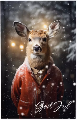 Dubbelt kort med kuvert - God Jul från skogen (6 kort)