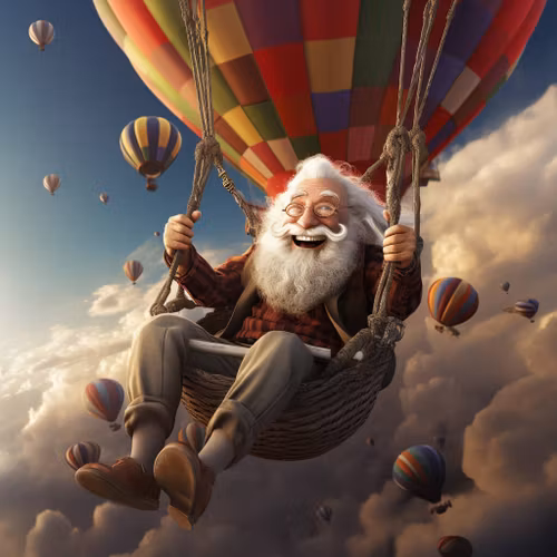 Dubbelt kort med kuvert - Mot nya äventyr - Ballong (6 stycken)