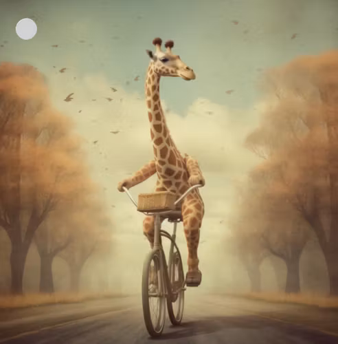 Litet kort utan kuvert - Cyklande giraff (10 stycken)