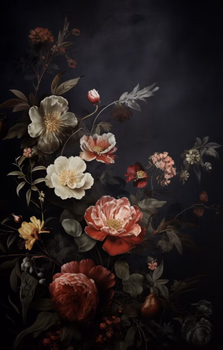 Dubbelt kort med kuvert - Blomsterdramatik (6 kort)