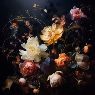 Litet kort utan kuvert - Mörka blommor (10 stycken)