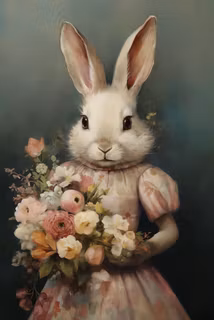 Enkelt Kort - Kaninens vackra bukett (10 kort)