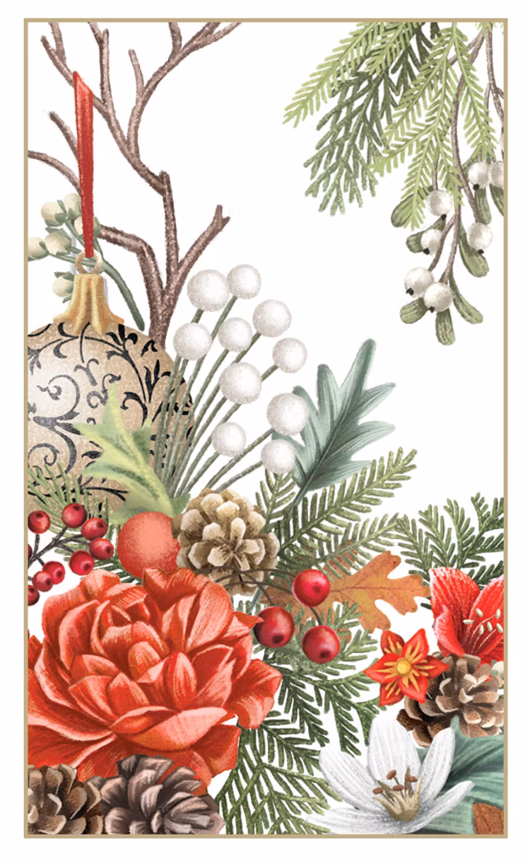 Magiskt julkort - Julblommor och fågelbur (6 stycken)