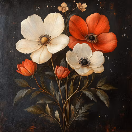Litet kort utan kuvert - Stiliga blommor (10 stycken)