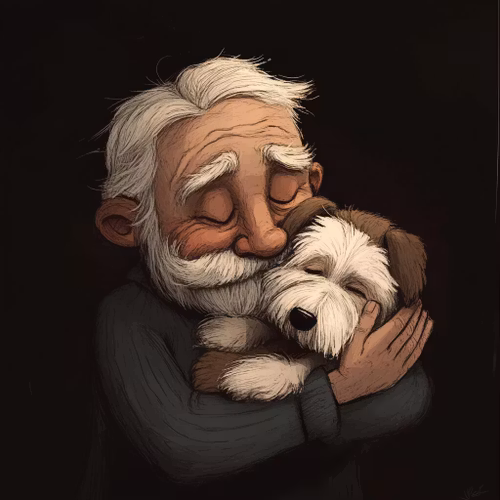 Litet kort utan kuvert - Mannen och hunden (10 stycken)