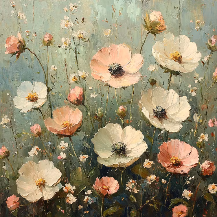 Litet kort utan kuvert - Milda blomster (10 stycken)