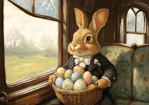 Enkelt Påskkort - Resa med påskägg (10 stycken)