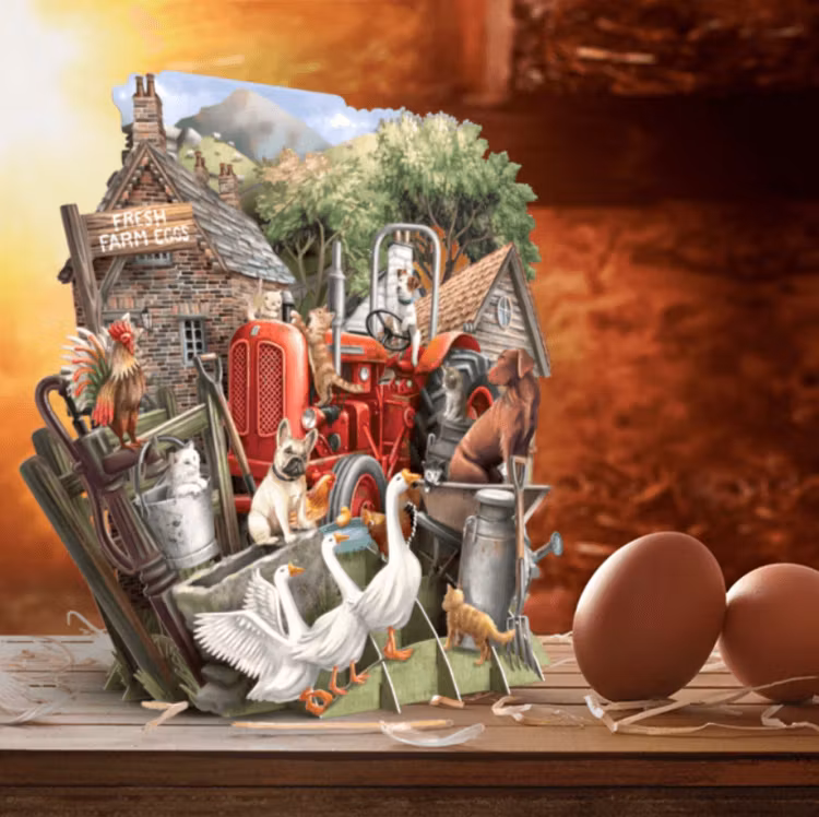 Magiska gratulationskort - Bondgårdsdjur (6 kort)