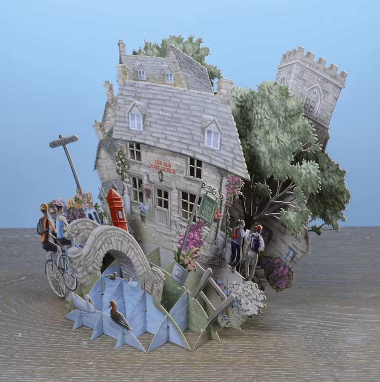 Magiskt, utvikbart gratulationskort - Postkontoret i byn (6 kort)