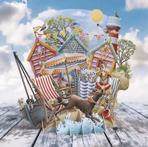 Magiskt, utvikbart gratulationskort - En dag på stranden (6 kort)