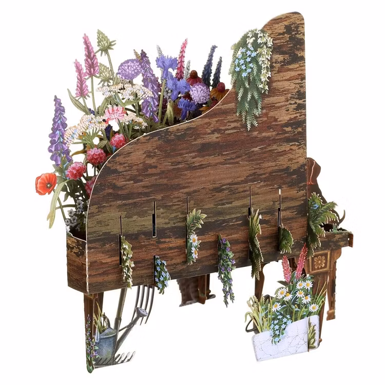 Magiskt, utvikbart gratulationskort - Blomstrande piano (6 kort)