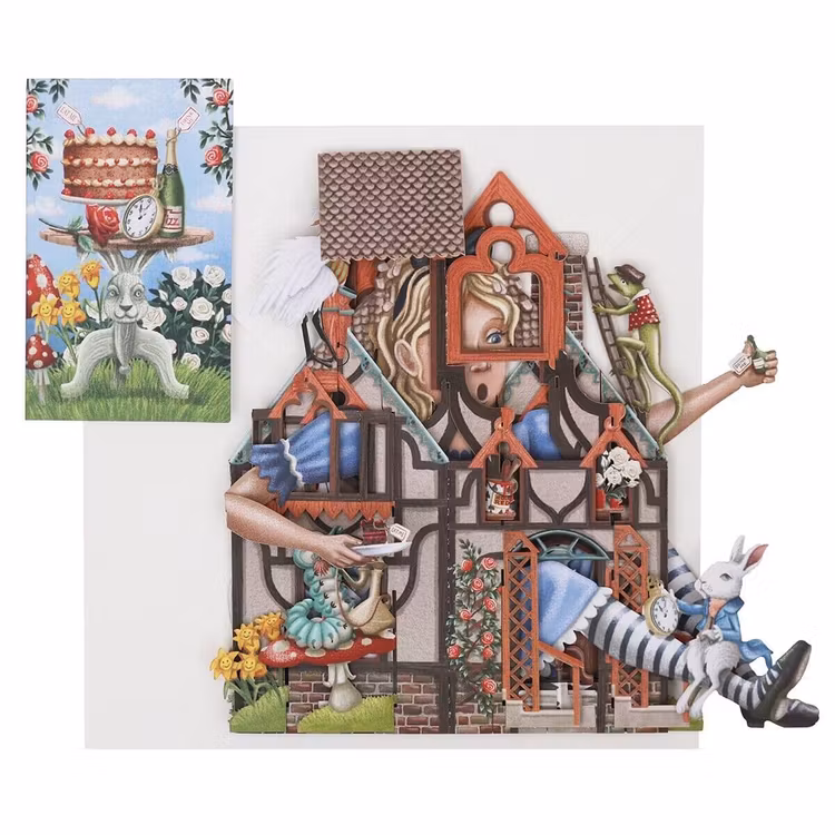 Magiskt, utvikbart gratulationskort - Alice i huset (6 kort)