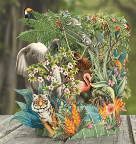 Magiskt, utvikbart gratulationskort - Djungelfest (6 stycken)