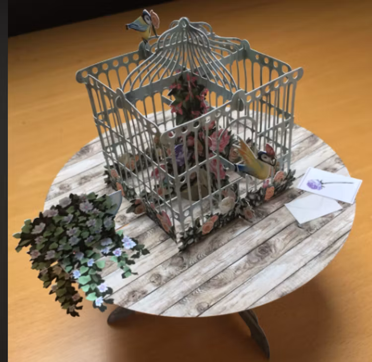 Fågelbur med Småfåglar (6 kort med kuvert)