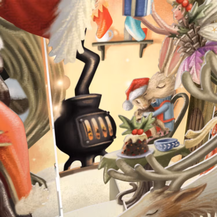 Julklappar i skogen (6 kort med kuvert)