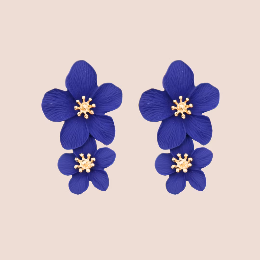 Blomsterlycka i plural örhängen #blå
