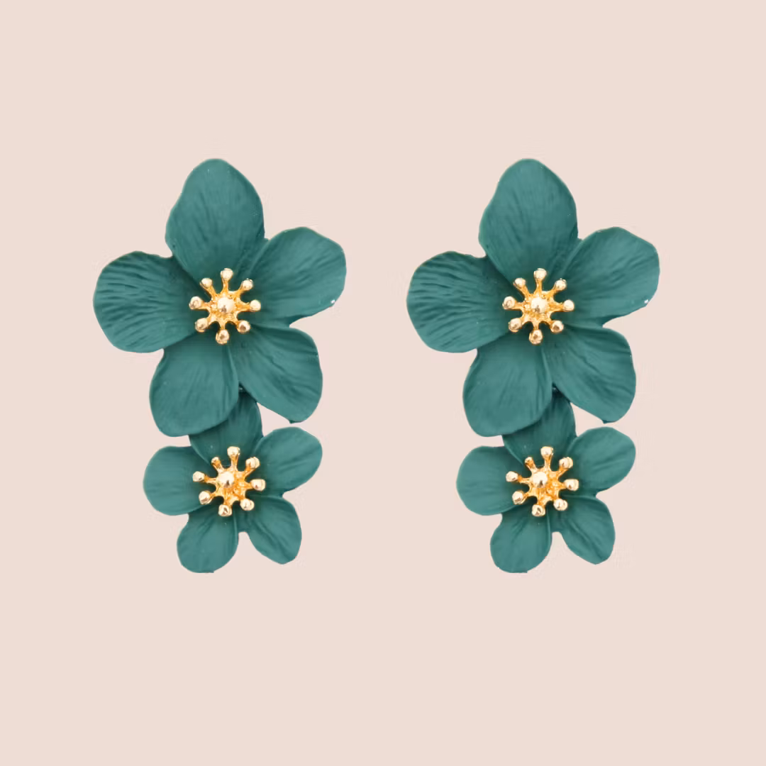 Blomsterlycka i plural örhängen #grön