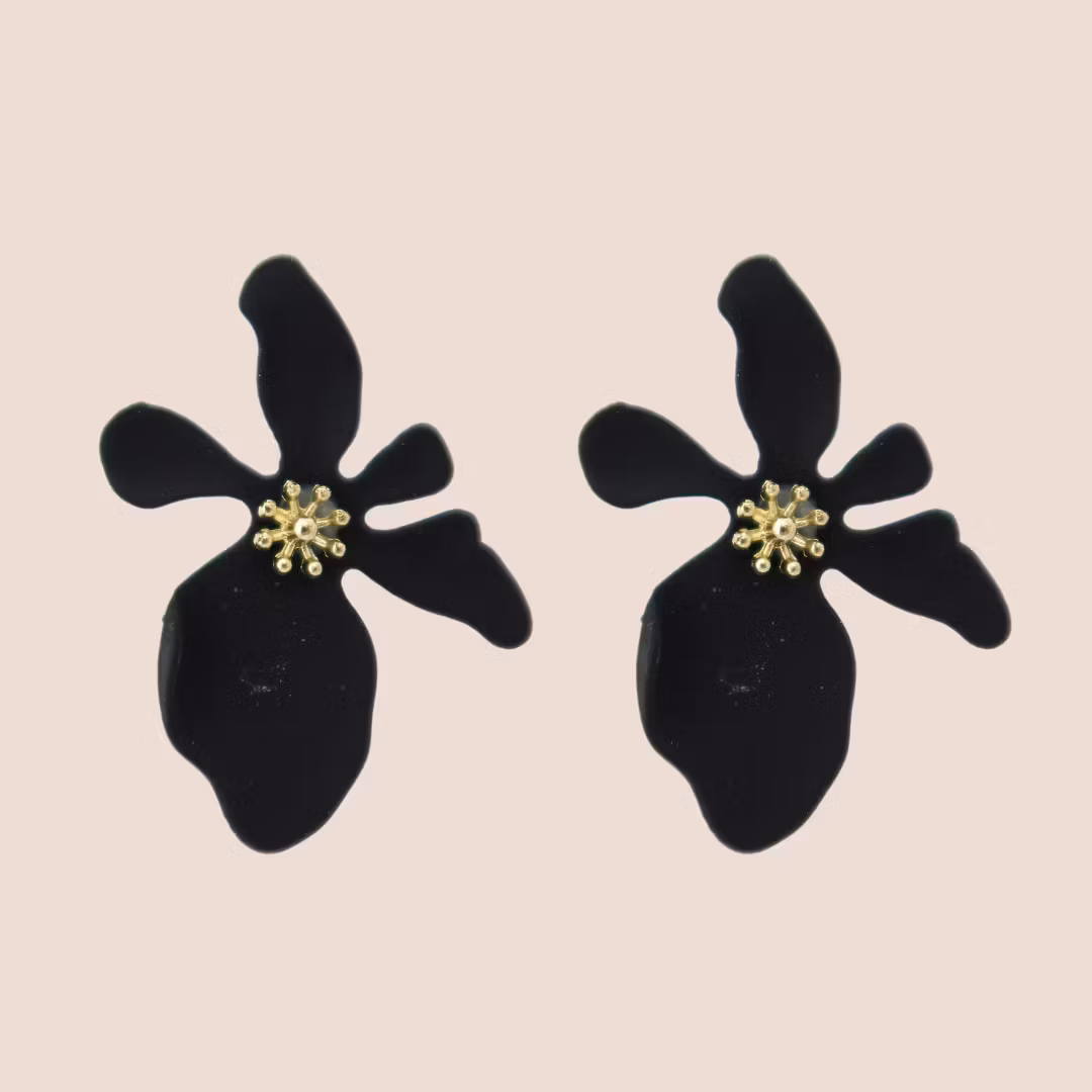 Snirkliga stud-blomster #svart