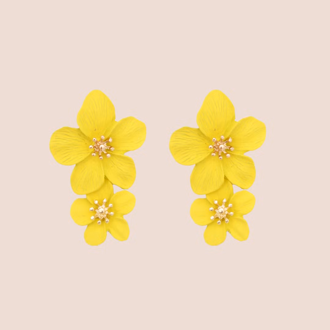 Blomsterlycka i plural örhängen #gul