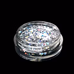 Glitter flakes 1mm, silver