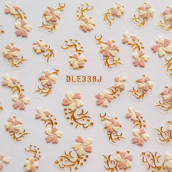 Nagelstickers vita, BLE338J blommor