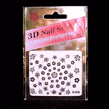 Svarta nagelstickers, N006 blommor